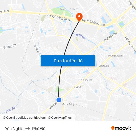 Yên Nghĩa to Phú Đô map