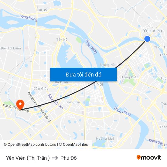 Yên Viên (Thị Trấn ) to Phú Đô map