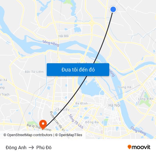 Đông Anh to Phú Đô map