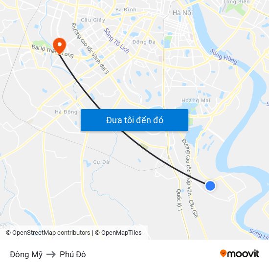 Đông Mỹ to Phú Đô map