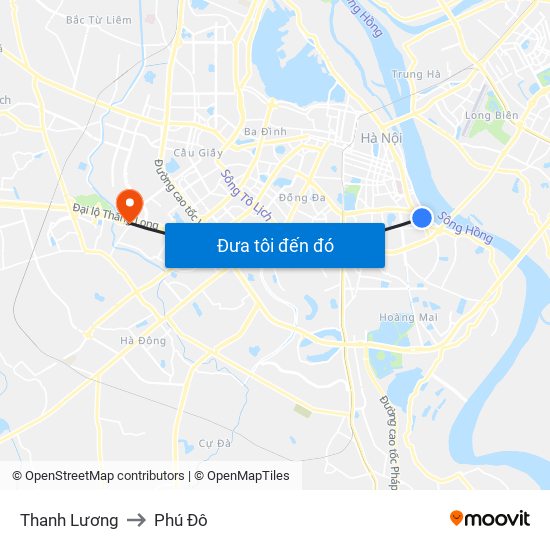 Thanh Lương to Phú Đô map