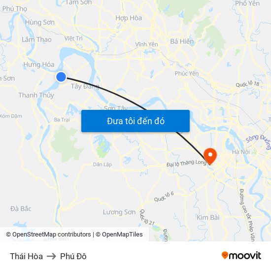 Thái Hòa to Phú Đô map