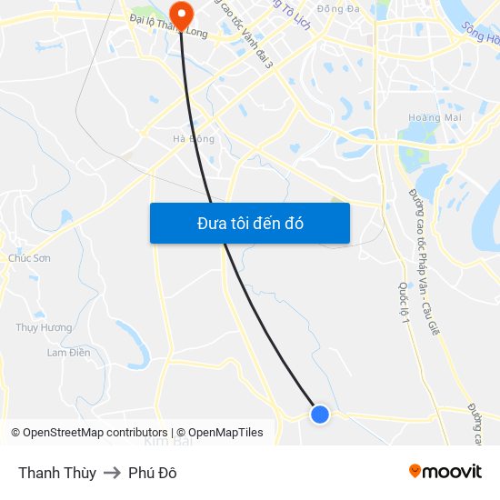 Thanh Thùy to Phú Đô map