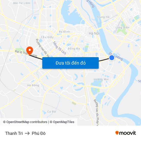 Thanh Trì to Phú Đô map