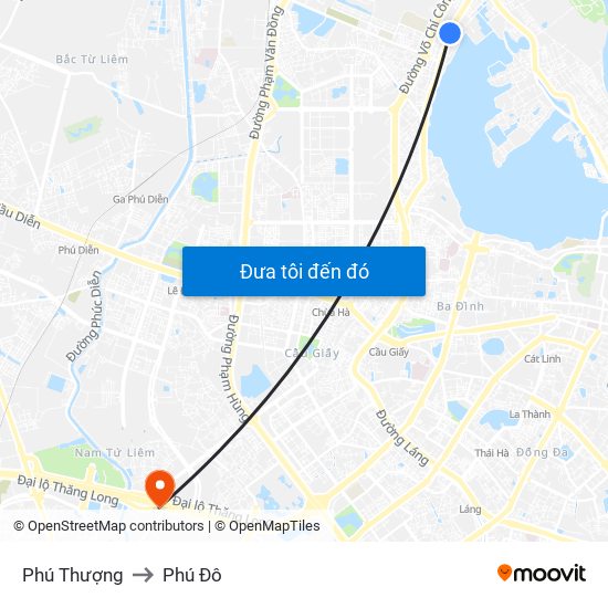 Phú Thượng to Phú Đô map