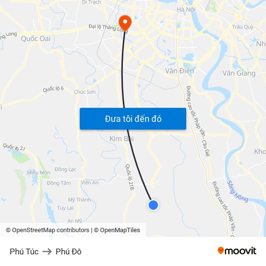 Phú Túc to Phú Đô map