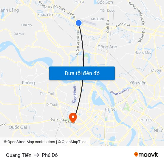 Quang Tiến to Phú Đô map
