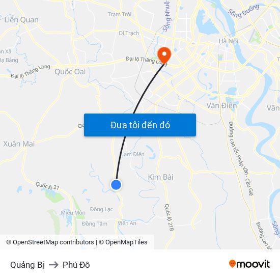 Quảng Bị to Phú Đô map