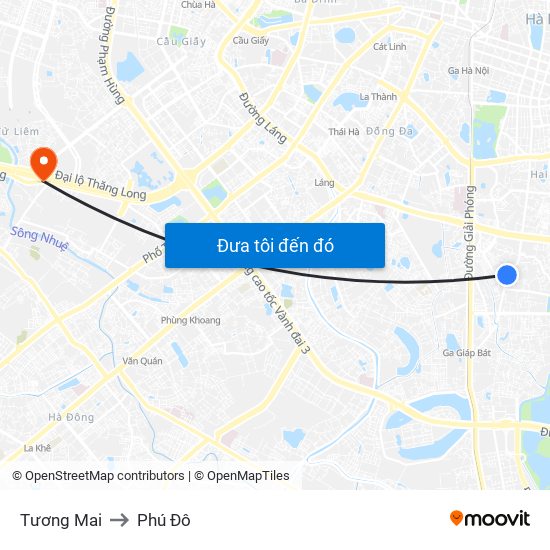 Tương Mai to Phú Đô map