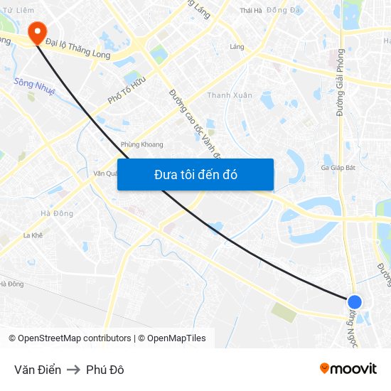 Văn Điển to Phú Đô map