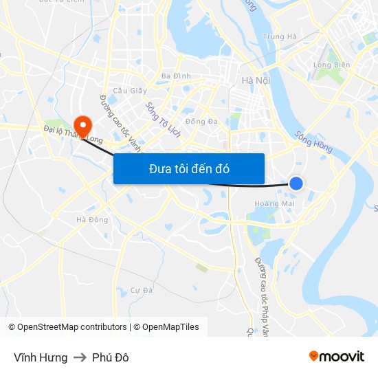 Vĩnh Hưng to Phú Đô map