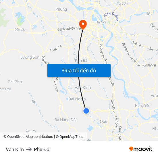 Vạn Kim to Phú Đô map