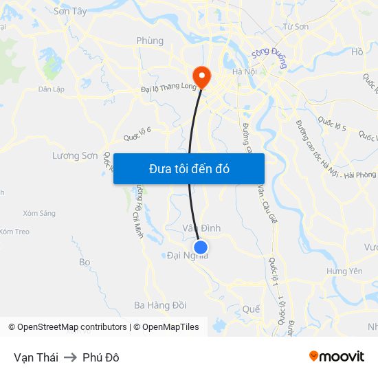 Vạn Thái to Phú Đô map