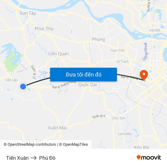 Tiến Xuân to Phú Đô map