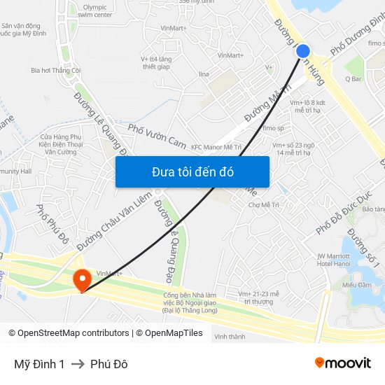 Mỹ Đình 1 to Phú Đô map