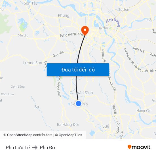 Phù Lưu Tế to Phú Đô map