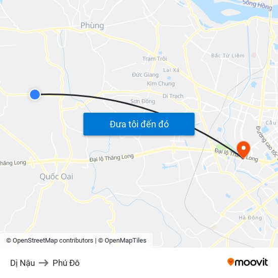 Dị Nậu to Phú Đô map