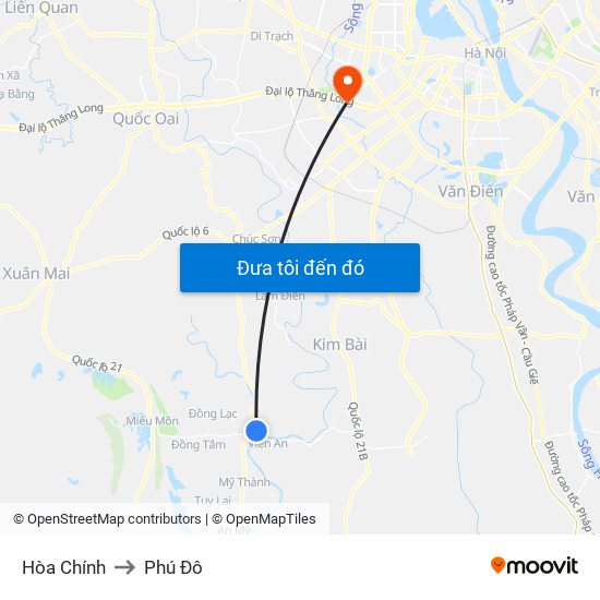 Hòa Chính to Phú Đô map