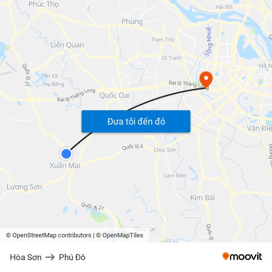 Hòa Sơn to Phú Đô map