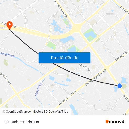 Hạ Đình to Phú Đô map