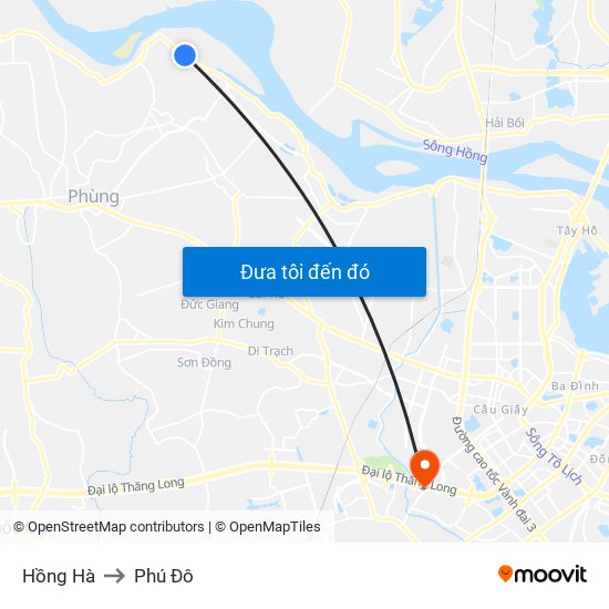 Hồng Hà to Phú Đô map
