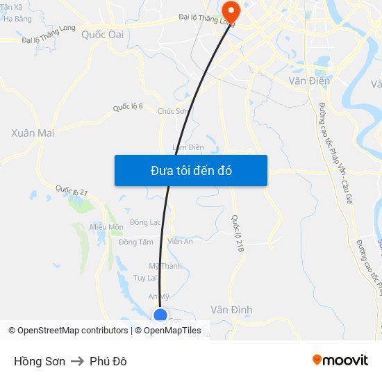 Hồng Sơn to Phú Đô map