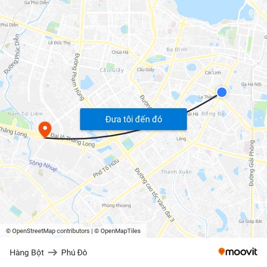 Hàng Bột to Phú Đô map