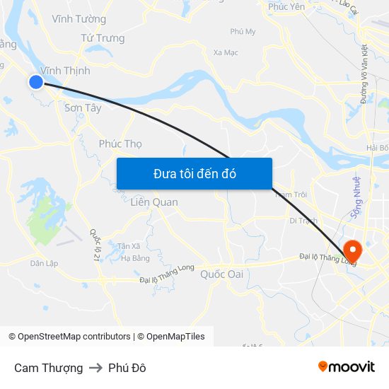 Cam Thượng to Phú Đô map