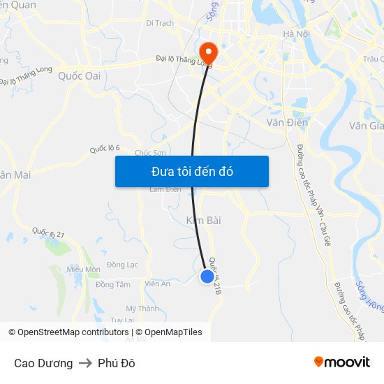 Cao Dương to Phú Đô map