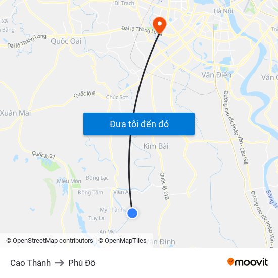 Cao Thành to Phú Đô map