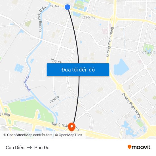 Cầu Diễn to Phú Đô map