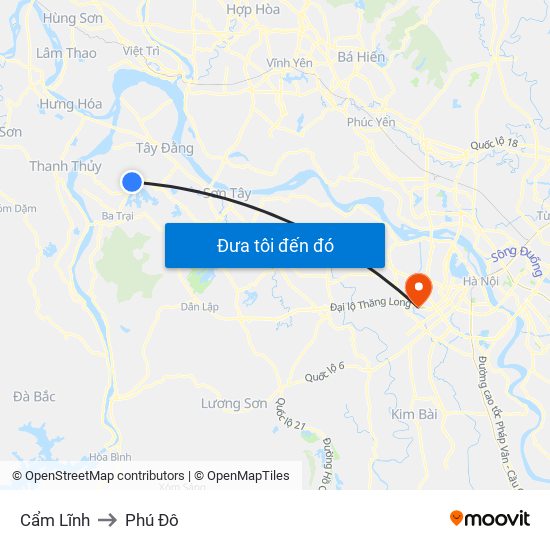 Cẩm Lĩnh to Phú Đô map