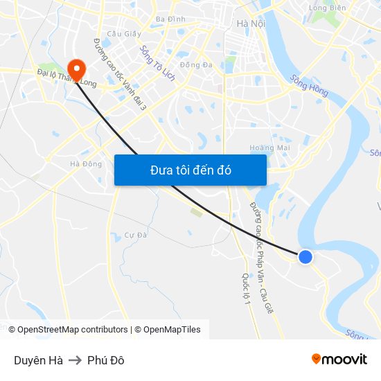 Duyên Hà to Phú Đô map