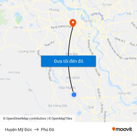 Huyện Mỹ Đức to Phú Đô map