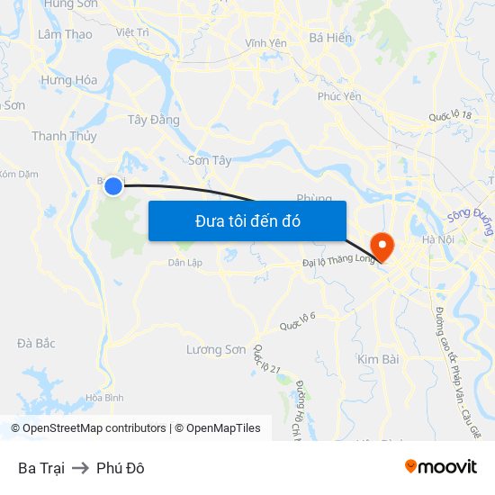 Ba Trại to Phú Đô map