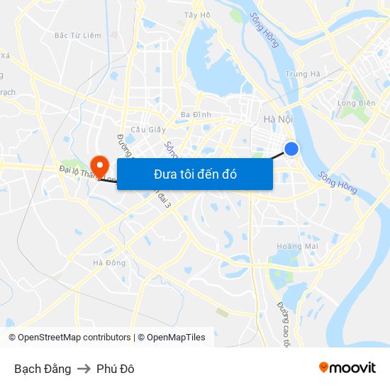 Bạch Đằng to Phú Đô map