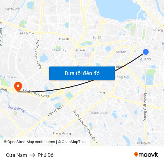 Cửa Nam to Phú Đô map