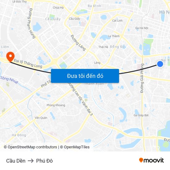 Cầu Dền to Phú Đô map