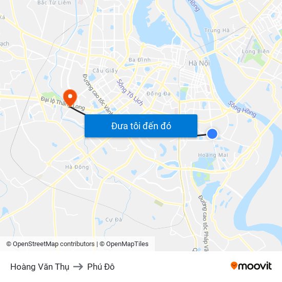 Hoàng Văn Thụ to Phú Đô map