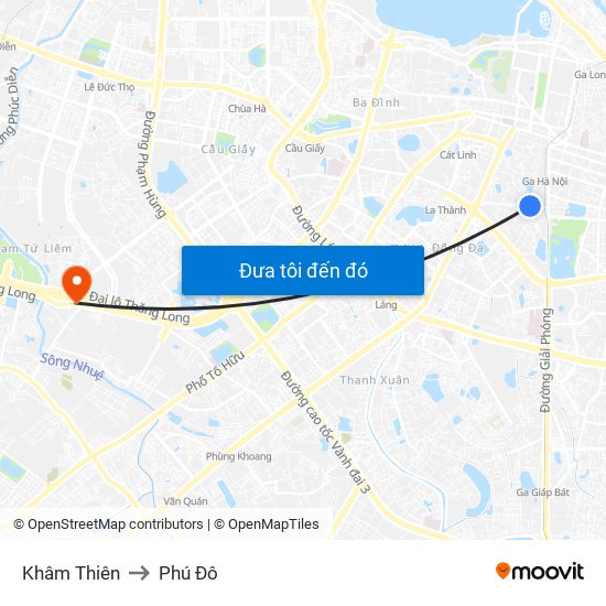 Khâm Thiên to Phú Đô map