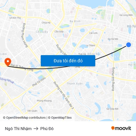 Ngô Thì Nhậm to Phú Đô map