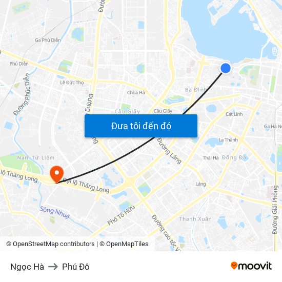 Ngọc Hà to Phú Đô map