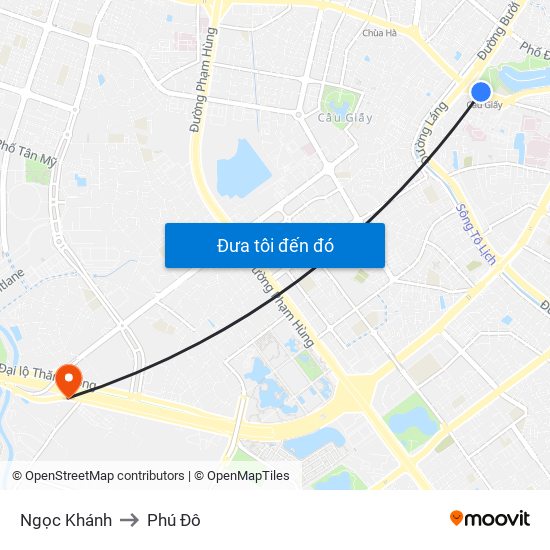 Ngọc Khánh to Phú Đô map