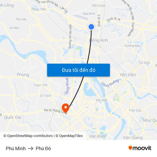 Phú Minh to Phú Đô map