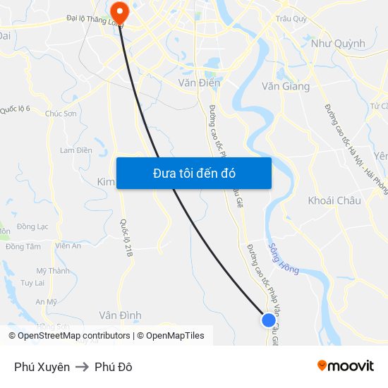 Phú Xuyên to Phú Đô map