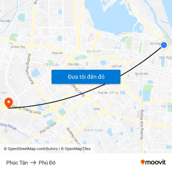 Phúc Tân to Phú Đô map