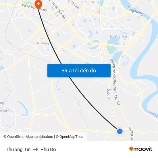 Thường Tín to Phú Đô map
