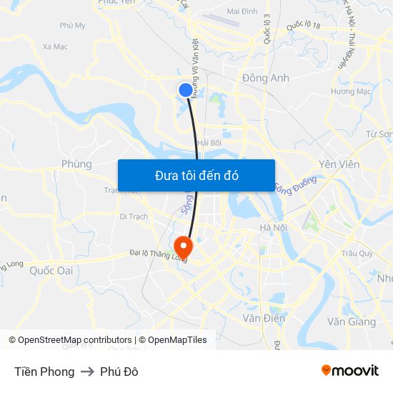 Tiền Phong to Phú Đô map