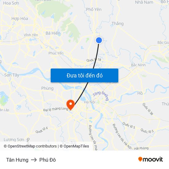 Tân Hưng to Phú Đô map