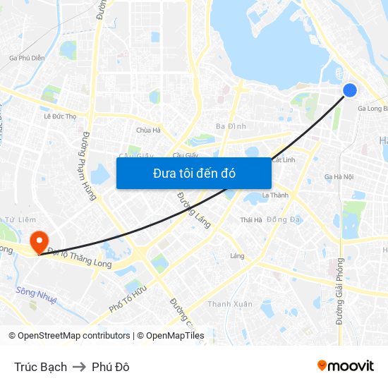 Trúc Bạch to Phú Đô map